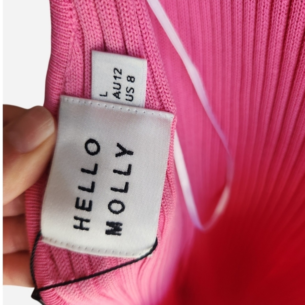 Hello Molly Hot Pink Ribbed Backless Midi Dress - Picture 7 of 8